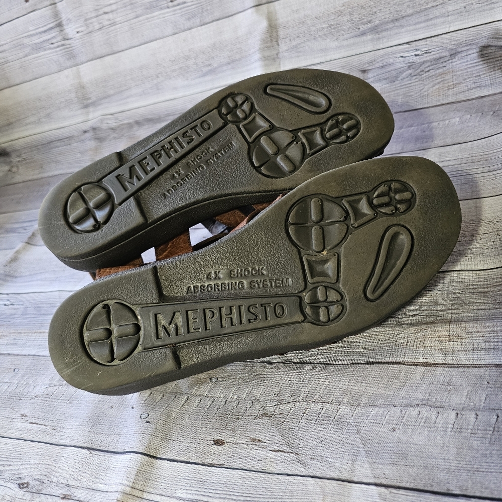 Mephisto Brown Leather Strappy Comfort Sandals - Picture 11 of 12